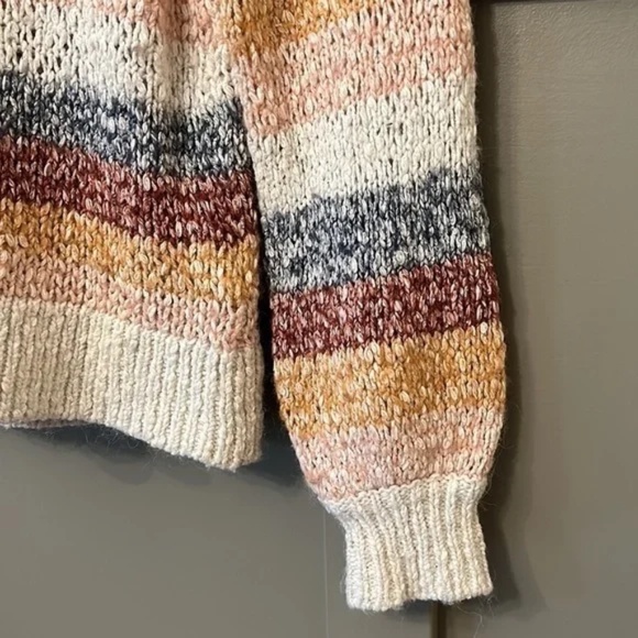 Madewell Baez Pullover Sweater in Rainbow Stripe Alpaca Wool Blend Size XS - Picture 7 of 10